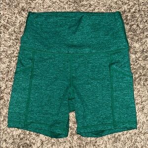Aerie Green Bike Shorts with High Waist and Stretchy Fit